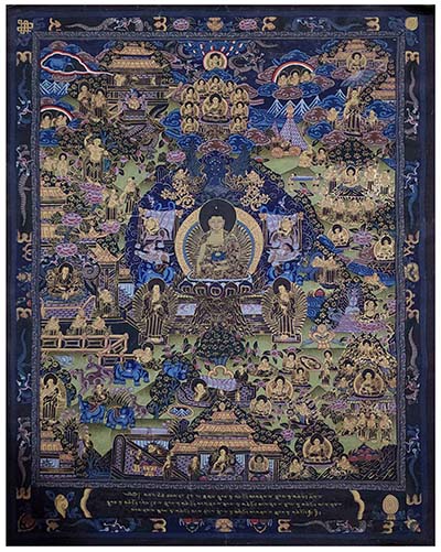 [old Stock], Buddha Life Story Thangka, Buddhist Handmade Thangka, Hand Painted, Antique, Real Gold