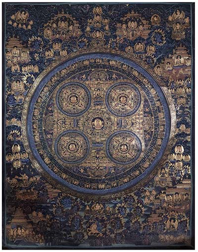 [old Stock], Mandala Thangka, Buddhist Handmade Thangka, Hand Painted, Antique, Real Gold