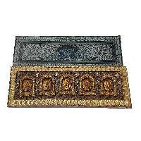 Book Cover With Pancha Buddha Design, Buddhist Old Tibetan Cover