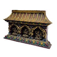 House Frame, Hand Carved Wooden Frame With Chenrezig, Manjushri, [pagoda Style]