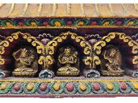 House Frame, Hand Carved Wooden Frame With Chenrezig, Manjushri, [pagoda Style]