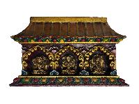 House Frame, Hand Carved Wooden Frame With Chenrezig, Manjushri, [pagoda Style]