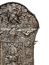 Manjushri Metal Wall Hanging, Silver Plated, High Quality, With Gaurdha On Top