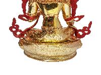 Green Tara, Buddhist Handmade Statue [full Fire Gold Plated], [face Painted], [stone Setting]