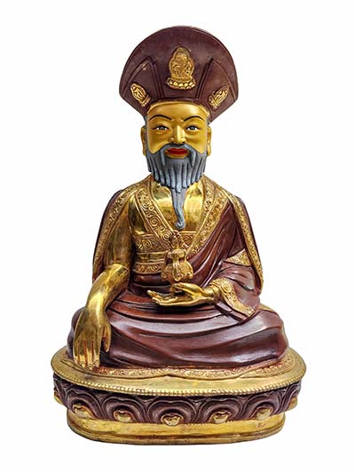 The 4th Zhabdrung Rinpoche Statue, Buddhist Handmade Statue, [partly Gold Plated], [face Painted]