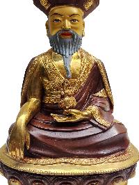 The 4th Zhabdrung Rinpoche Statue, Buddhist Handmade Statue, [partly Gold Plated], [face Painted]