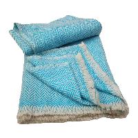 Pashmina Shawl, Thick Nepali Pashmina Shawl, Eight-ply Wool, Color [blue]