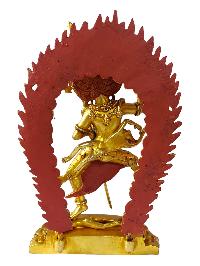 Vajravarahi - Dorje Phagmo, Buddhist Full Gold Plated Statue, With Painted Face