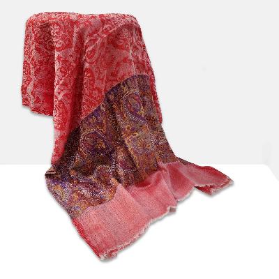 Ring Shawl, A Thin, Soft, And Light Shawl For All-weather Use, Two-ply Wool, With Jakarta Pattern