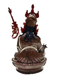 Padmasambhava Or Guru Rinpoche, Buddhist Handmade Statue, [silver Plated And Chocolate Oxidized], [face Painted]