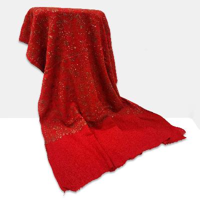 Ring Shawl, A Thin, Soft, And Light Shawl For All-weather Use, Two-ply Wool, With Detailed Embroidery