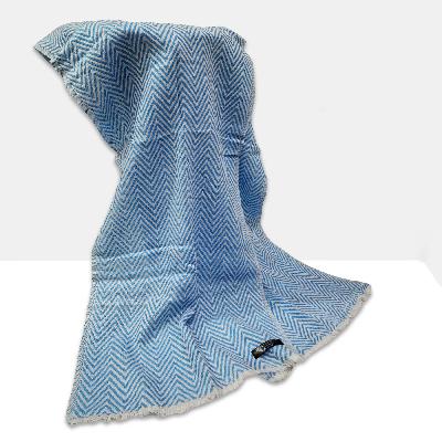 Pashmina Muffler, Thick Nepali Pashmina Shawl, Eight-ply Wool, Color [blue]