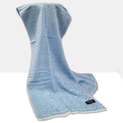Pashmina Muffler, Thick Nepali Pashmina Shawl, Eight-ply Wool, Color [blue]