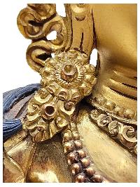 Manjushri, [old Stock], Tibetan Buddhist Handmade Statue, Partly Gold Plated, Painted Face