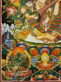 Saraswati Thangka, Buddhist Traditional Painting, With Sitatapatra And Green Tara