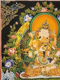 Vajrasattva [shakti] Thangka, Buddhist Traditional Painting, With Nagarjuna And Unknown Protector