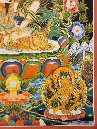 Vajrasattva [shakti] Thangka, Buddhist Traditional Painting, With Nagarjuna And Unknown Protector