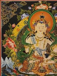 Vajrasattva Thangka, A Buddhist Traditional Painting, With Manjushri And Vajrapani