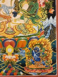 Vajrasattva Thangka, A Buddhist Traditional Painting, With Manjushri And Vajrapani