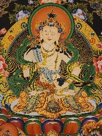 Vajrasattva Thangka, A Buddhist Traditional Painting, With Manjushri And Vajrapani