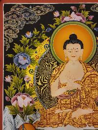 Vairochana Buddha Thangka, Buddhist Traditional Painting, With Sariputra And Maudgalyayana