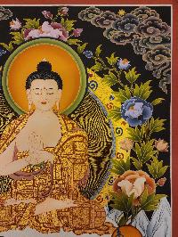 Vairochana Buddha Thangka, Buddhist Traditional Painting, With Sariputra And Maudgalyayana