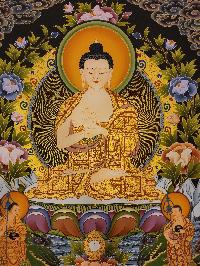 Vairochana Buddha Thangka, Buddhist Traditional Painting, With Sariputra And Maudgalyayana