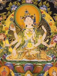 Namgyalma Thangka, A Buddhist Traditional Painting, With White Tara And Aparimita
