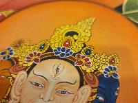 White Tara Thangka, A Buddhist Traditional Painting, Tibetan Style With Three Goddess Of Divine Grace