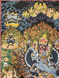 Yamantaka Thangka, Buddhist Traditional Painting, With Various Protector And Supporting Deities., Tibetan Style