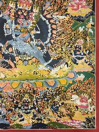 Yamantaka Thangka, Buddhist Traditional Painting, With Various Protector And Supporting Deities., Tibetan Style