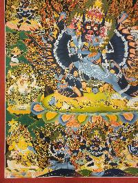 Yamantaka Thangka, Buddhist Traditional Painting, With Various Protector And Supporting Deities., Tibetan Style