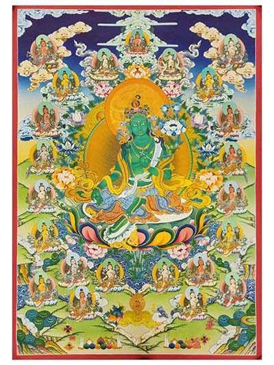 21 Tara Thangka, Buddhist Traditional Painting, [real Gold], Tibetan Style