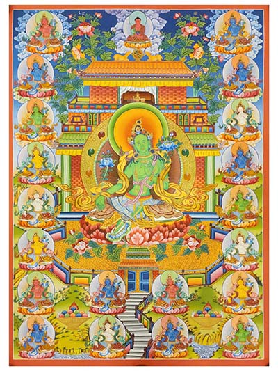 21 Tara Thangka, Buddhist Traditional Painting, [real Gold], Tibetan Style