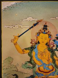 Manjushri Thangka, Buddhist Traditional Painting, [real Gold] Karma Gadri Art