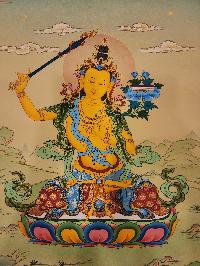 Manjushri Thangka, Buddhist Traditional Painting, [real Gold] Karma Gadri Art