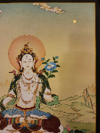 White Tara Thangka, Buddhist Traditional Painting, [real Gold] Karma Gadri Art