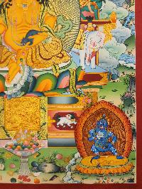 Pancha Kuber Jambhala Thangka, Buddhist Traditional Painting, [real Gold], Tibetan Style