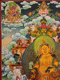 Pancha Kuber Jambhala Thangka, Buddhist Traditional Painting, [real Gold], Tibetan Style