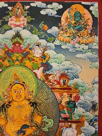 Pancha Kuber Jambhala Thangka, Buddhist Traditional Painting, [real Gold], Tibetan Style