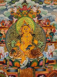 Pancha Kuber Jambhala Thangka, Buddhist Traditional Painting, [real Gold], Tibetan Style