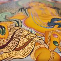 Pancha Kuber Jambhala Thangka, Buddhist Traditional Painting, [real Gold], Tibetan Style