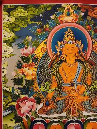 Ratnasambhava Buddha Thangka, Buddhist Traditional Painting, In Tibetan And Newari Mix Style, Tibetan Style