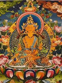 Ratnasambhava Buddha Thangka, Buddhist Traditional Painting, In Tibetan And Newari Mix Style, Tibetan Style