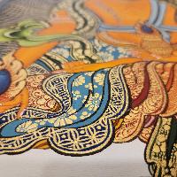 Ratnasambhava Buddha Thangka, Buddhist Traditional Painting, In Tibetan And Newari Mix Style, Tibetan Style