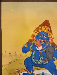 Black Jambhala Thangka, Buddhist Traditional Painting, Tibetan Style Karma Gadri Art