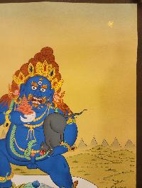 Black Jambhala Thangka, Buddhist Traditional Painting, Tibetan Style Karma Gadri Art