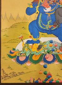 Black Jambhala Thangka, Buddhist Traditional Painting, Tibetan Style Karma Gadri Art