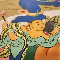 Black Jambhala Thangka, Buddhist Traditional Painting, Tibetan Style Karma Gadri Art