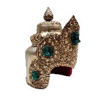Buddhist Ritual Crown, Lama Crown With Pancha Buddha. Silver Plated And Dragon Carving